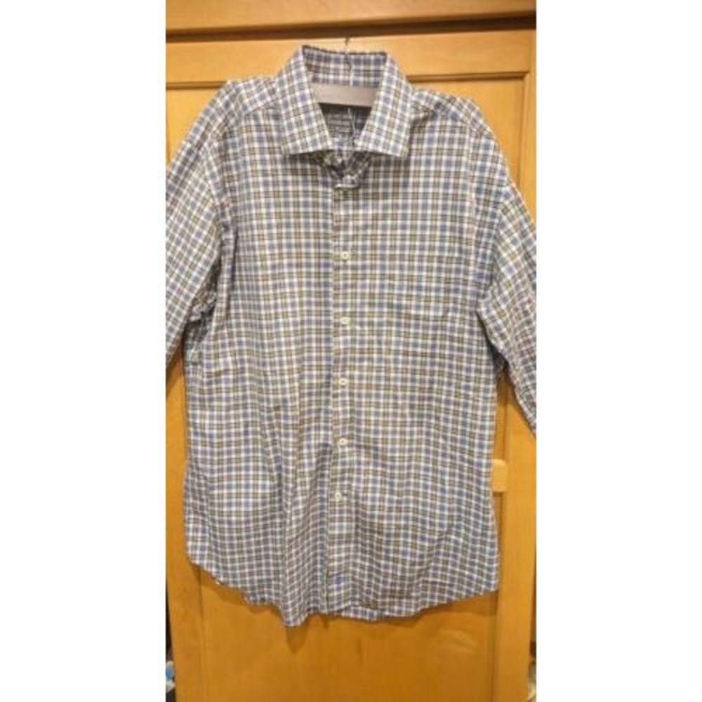 David Donahue Button Down Shirt‎ Mens Large  Plaid Long Sleeve Pocket
